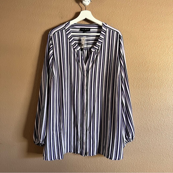 Lane Bryant Tops - Lane Bryant Women's Striped Button Down Top Purple and White Size 20 NWT